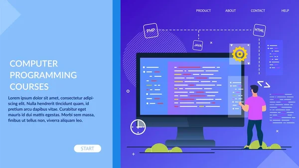 Cartel Informativo Cursos de Programación Informática . — Vector de stock