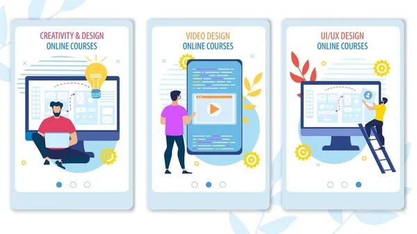 Bright Banner Creative and Design Online Courses. - Stok Vektor