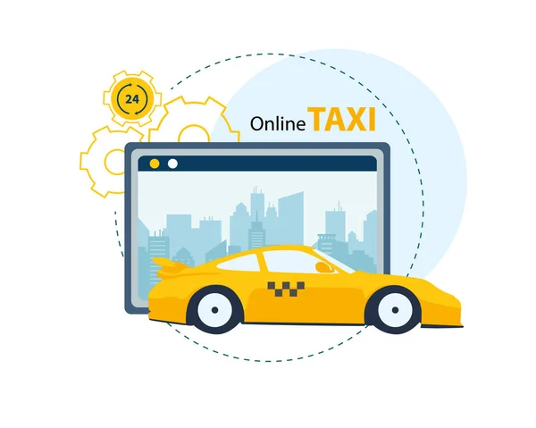 Bewerbungsservice zur Online-Bestellung von Taxis. — Stockvektor