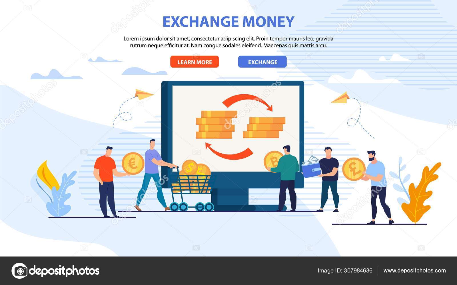 Webpage Banner For Online Exchange Money Service Stock - 