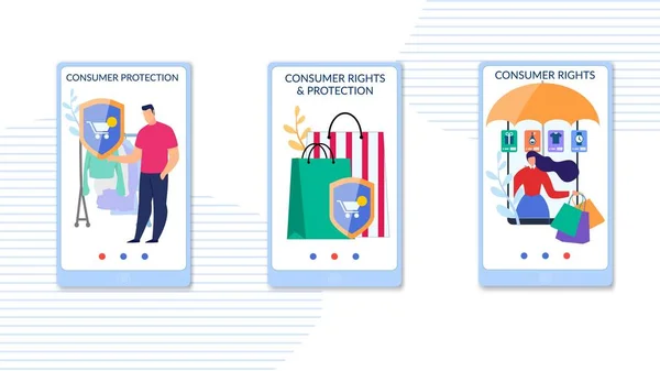 Set di servizi mobili per la protezione e i diritti dei consumatori — Vettoriale Stock