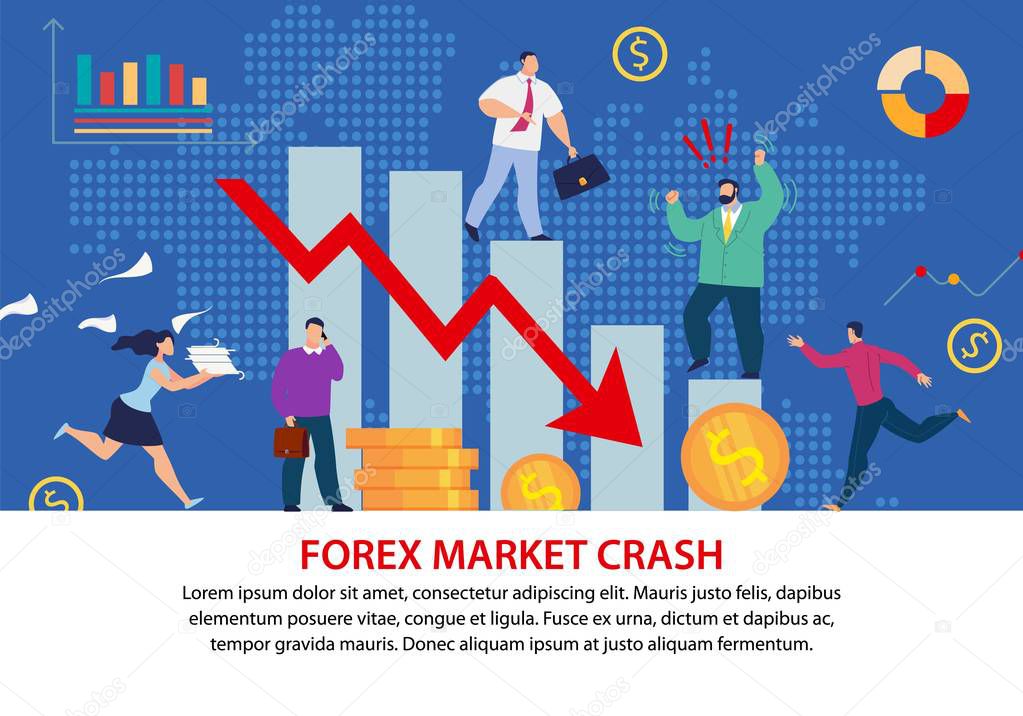 Forex Market Crush Economical Crisis Flat Poster