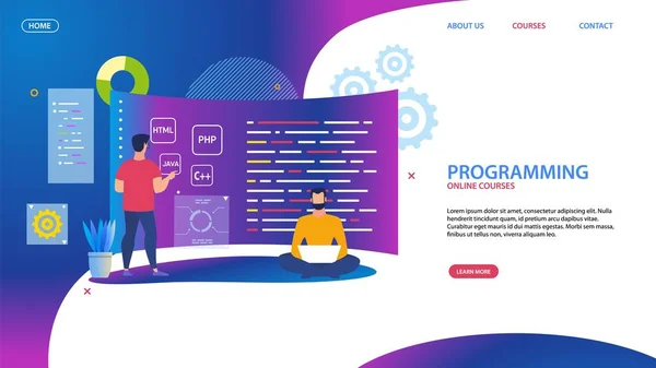 Publicidade Banner Programação Cursos Online . — Vetor de Stock