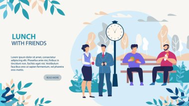 Arkadaşlar Tasarım Motive Web sayfası Banner ile Öğle Yemeği