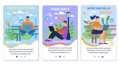 Mobil Web sayfası Düz Set Freelance İş Teşvik