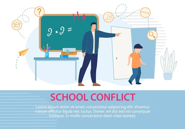 Edukacja Szkoła sytuacja konflikt tekst plakat — Wektor stockowy