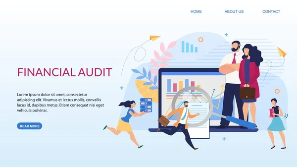 Landing Page Ofreciendo Servicio de Auditoría Financiera — Vector de stock