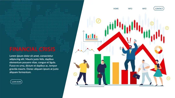 Crisis financiera y riesgo empresarial Landing Page — Archivo Imágenes Vectoriales