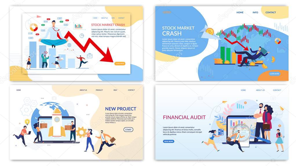 Landing Page Set for Business, Audit, Stock Market