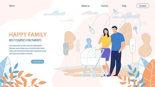 Poster Happy Family Melhores Cursos para Pais . — Vetor de Stock