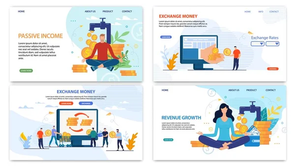 Online Finansal Hizmetler Açılış Sayfası Düz Set