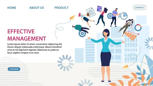 Effective Management and Woman Leader Landing Page — 스톡 벡터