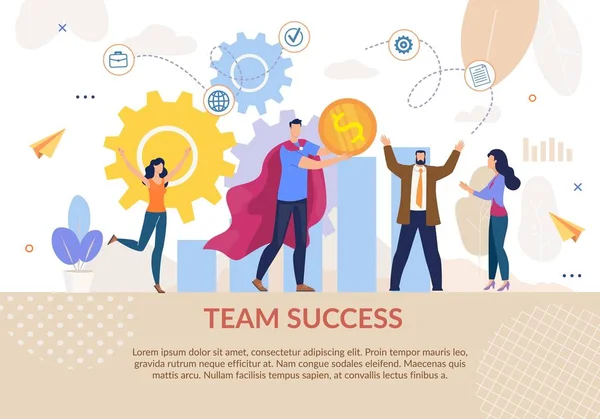 Team Success Motivation Lettering on Flat Poster — 스톡 벡터