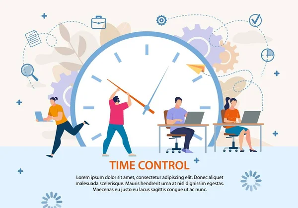 Time Control Project Management Cartaz de Negócios — Vetor de Stock