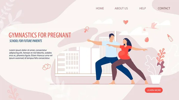 妊娠フラットベクトル広告バナーの体操 — ストックベクタ