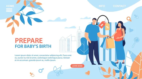 Compras en Baby Shop Venta Vector plano Sitio web — Archivo Imágenes Vectoriales