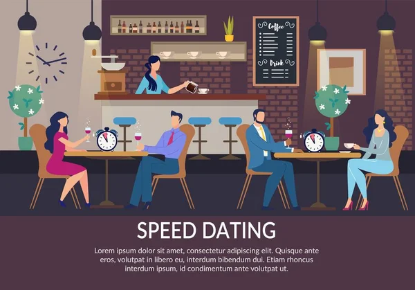 Speed Dating for Lonely People Meghívó poszter — Stock Vector