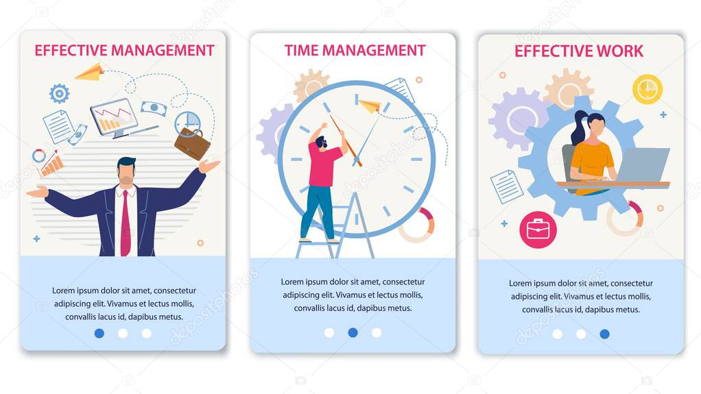 Effective Time Management and Work Mobile Page Set