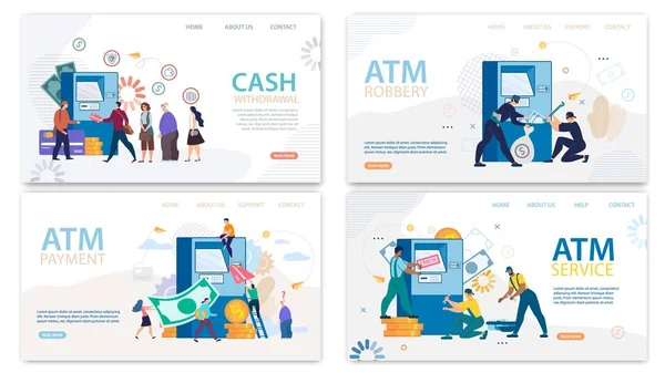 Finanzdienstleistungen Landing Page Cartoon Set — Stockvektor