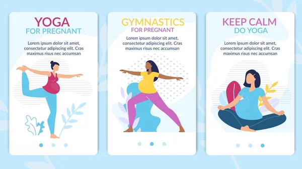 Йога, гімнастика для вагітних Векторна веб-сторінка Набір — стоковий вектор