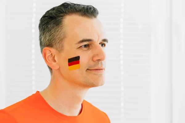 Портрет Невідомого Прапором Німеччини Намальовані Його Обличчі Футбол Вентилятора 2018 — стокове фото