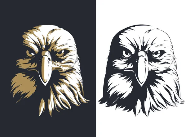 Silueta Águila Cabeza Frente Aislado Logotipo Icono Ilustración Mascota Insignia — Archivo Imágenes Vectoriales