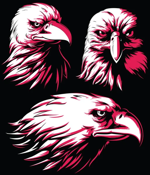 Силуэт Eagle Falcon Head Logo Векторный Символ Талисмана Черно Белом — стоковый вектор