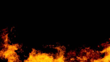 Flame isolated on black, lower third clipart