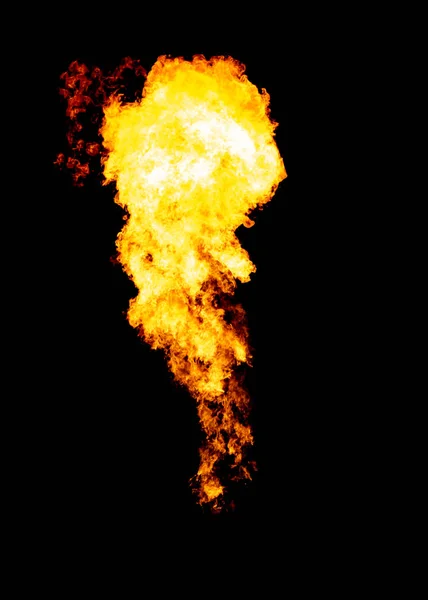 Nuvem Chama Flamejante Fogo Isolado Preto — Fotografia de Stock
