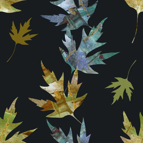 autumn leaves textured painting pattern. Painting Acrylic and Full spectrum on cardboard artist creative painting background