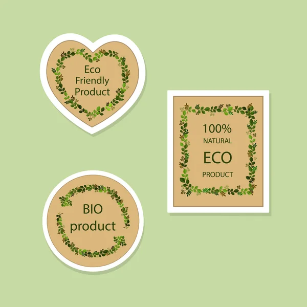 Eco-Product stickers isolated on light background — Stock Vector