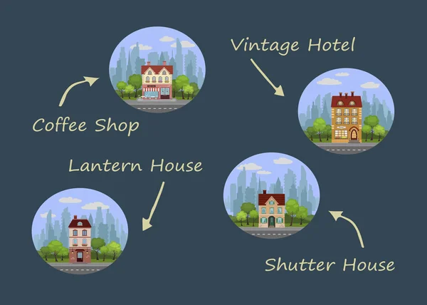 Vectorillustratie Van Verzameling Van Verschillende Huizen — Stockvector