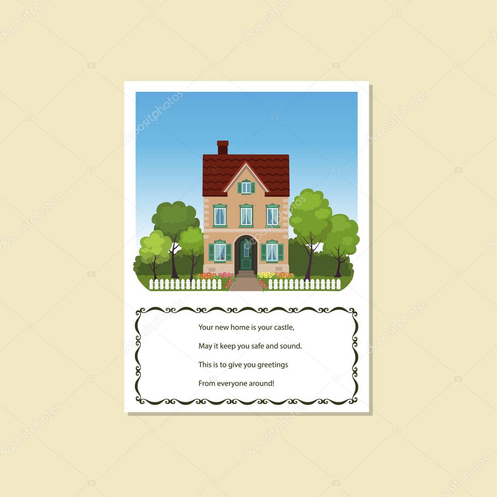 Vector illustration of card Invitation house-warming party