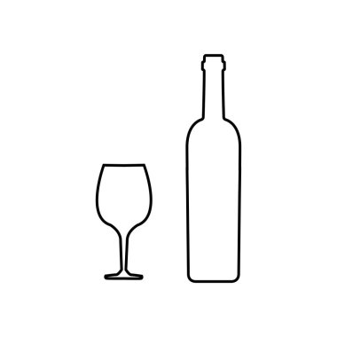 Kontur beyaz arka planda siyah şarap peynir ve üzüm