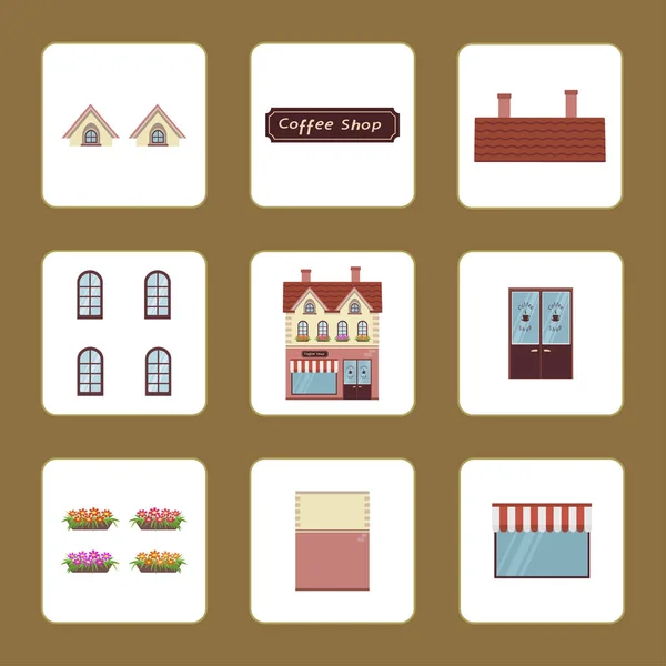 Pictogrammen voor koffie winkel met afzonderlijke elementen — Stockvector