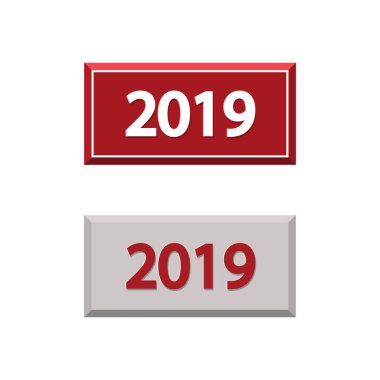 Kırmızı etiket mutlu yeni yıl 2019 kümesi