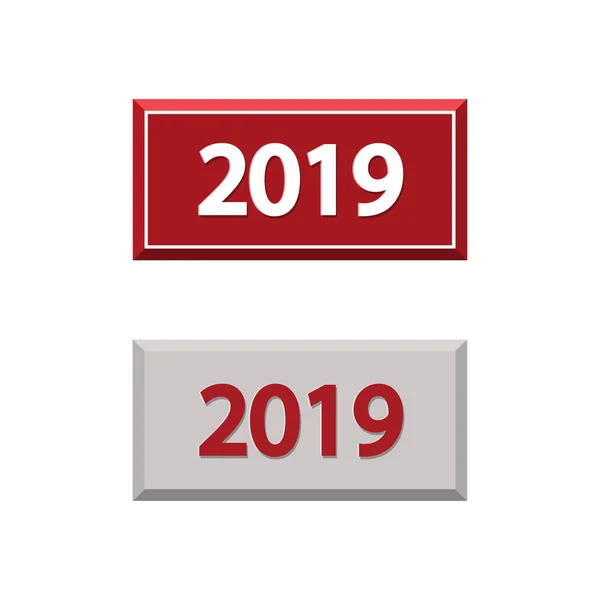 Ensemble d'étiquettes rouges Bonne année 2019 — Image vectorielle