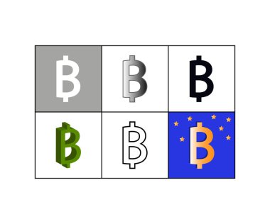 Bitcoin para birimi simgesi ile simgeler kümesi