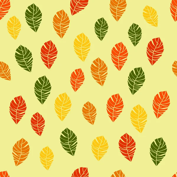 Seamless pattern of autumn colored leaves. Vector