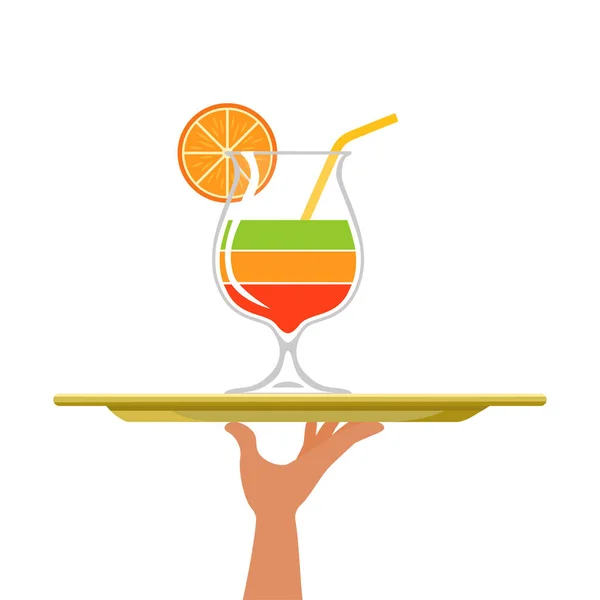 Cocktail multicolor with orange on white background — Stock Vector