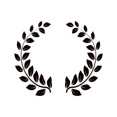 Ödül simgeleri. Web sitesi. Beyaz arka plan üzerinde defne çelenk silueti. Vektör çizimi