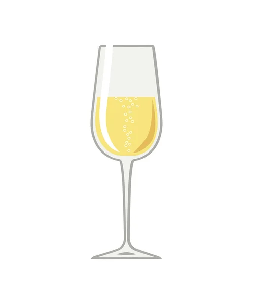 Champagner. Weinglas mit Champagner isoliert auf weißem Hintergrund — Stockvektor