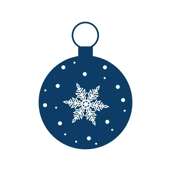 Χριστουγεννιάτικη μπάλα διακοσμημένη με νιφάδες χιονιού. Πρωτοχρονιά. Απομονωμένα σε λευκό φόντο — Διανυσματικό Αρχείο