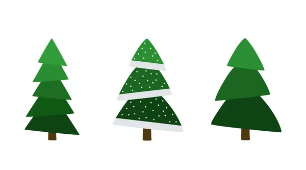 No Natal. Conjunto de árvores de Natal com decoração festiva — Vetor de Stock