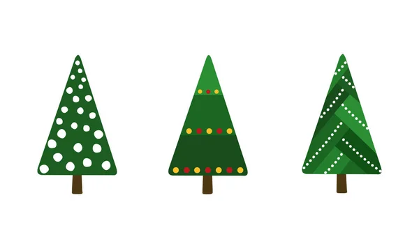 Navidad. Conjunto de árboles de Navidad con decoración festiva — Vector de stock