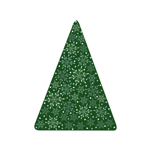 Árvore de Natal decorada com flocos de neve Isolado sobre fundo branco — Vetor de Stock