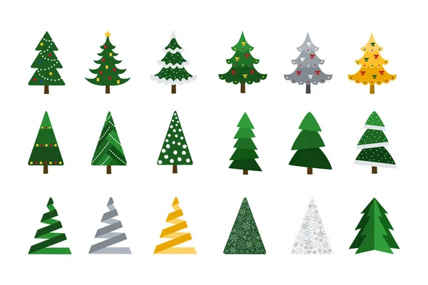 No Natal. Conjunto de árvores de Natal com decoração festiva — Vetor de Stock