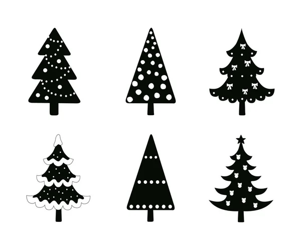Vánoční stromky. Sada siluet vánoční stromky — Stockový vektor