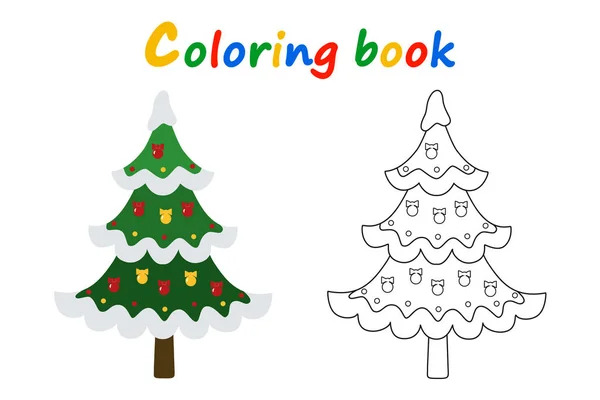 Árvore de Natal. Livro para colorir sobre fundo branco — Vetor de Stock