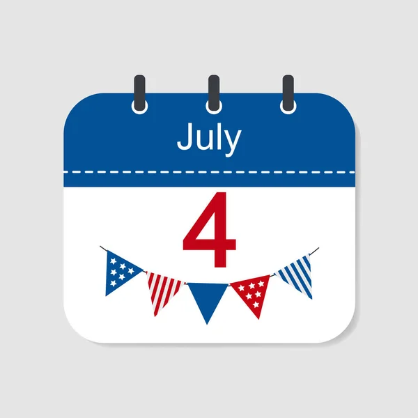 Икона Календаря Июля День Независимости Соединенных Штатов Америки Векторная Иллюстрация — стоковый вектор